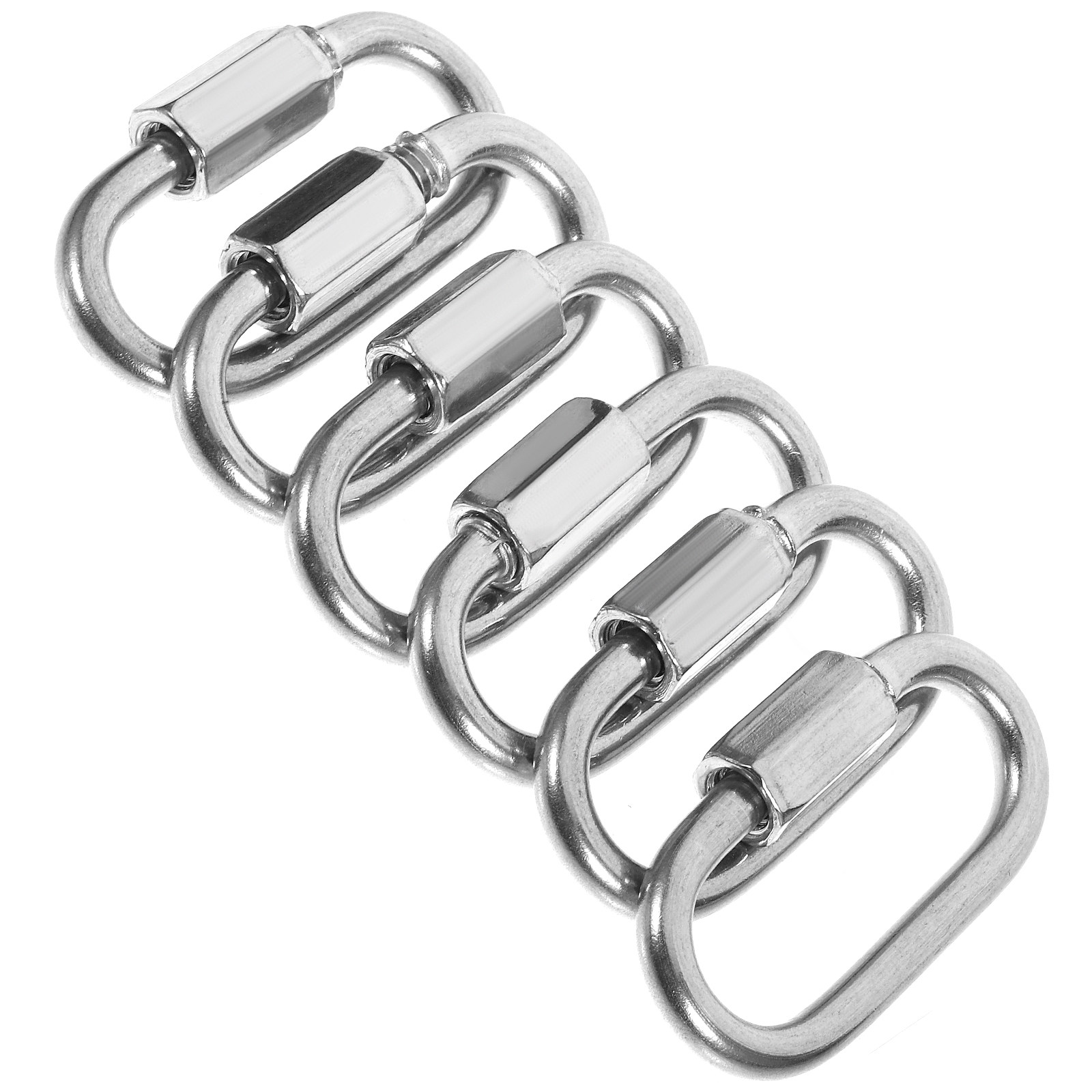 Chain Quick Link - 6個入り ステンレス製 クイックリンクチェーンコネクター、ねじ込み式ロックリンクツール、スイングエクステンション、ケージフック、トレーラー用