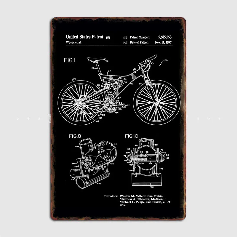 マウンテンバイク特許発明家ホワイトレトロポスターメタルサイン - Mountain Biking Europe のレビューと価格